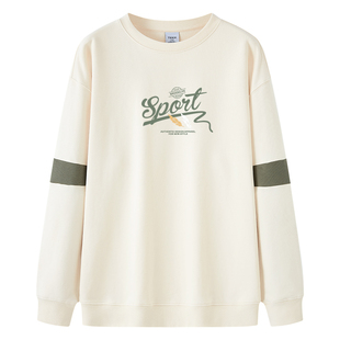 TEEK男士拼接纯棉卫衣秋冬季 韩版青少年感高级感加厚加绒长袖T恤