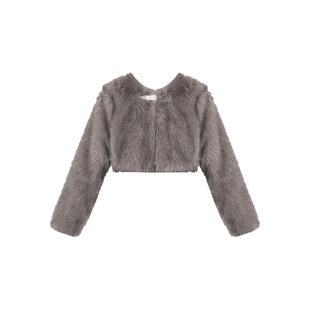 VOCK 微醺剧场 高级感气质秋冬季新年保暖环保皮草毛绒宽松短外套