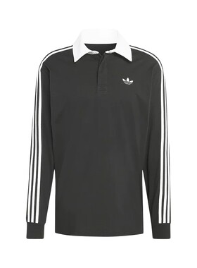 adidas阿迪达斯三叶草春男棉质橄榄球风休闲宽松长袖POLO衫KE3576
