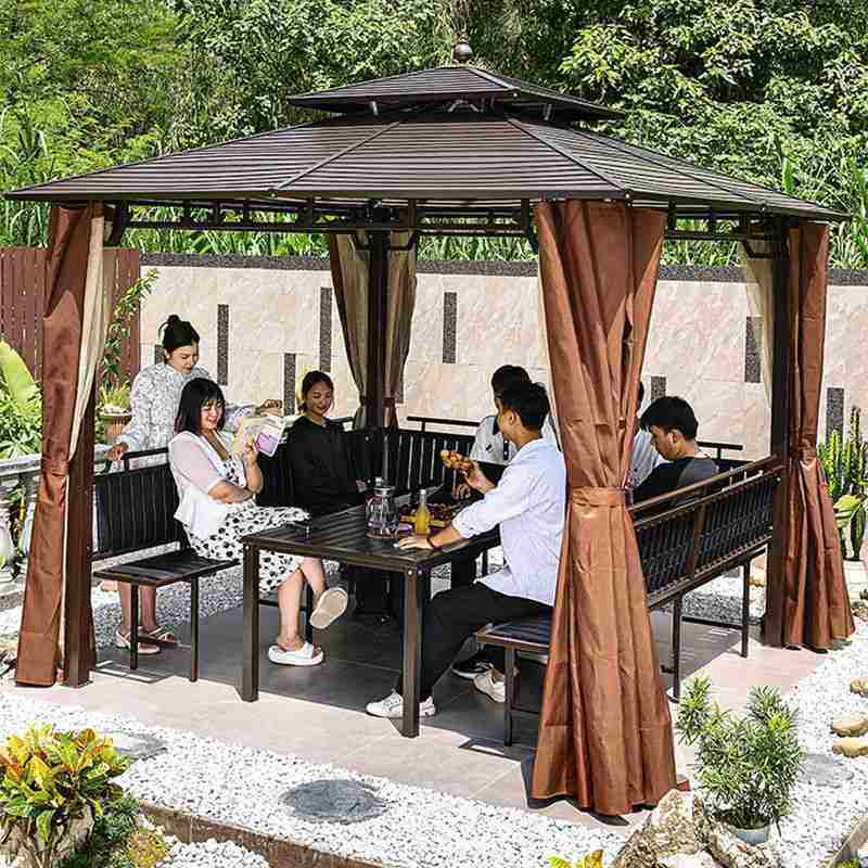 户外凉亭庭院花园别墅木屋雨棚室外花园遮阳棚天台铝合金四角亭子