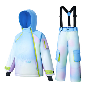 【自营】KK树儿童滑雪服男女童分体上衣滑雪裤子专业套装防水保暖