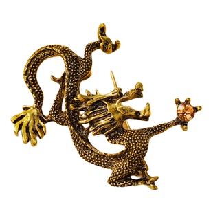 高级感复古黄铜龙形胸针中国风霸气威武动物造型别针配饰饰品