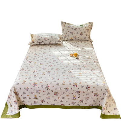 纯棉老粗布床单单件100全棉印花被单枕套三件套A类家用榻榻米炕单