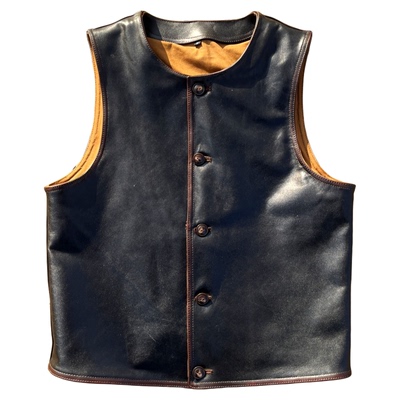 freewheelers战斧茶芯马皮马甲背心机车美式复古圆领真皮