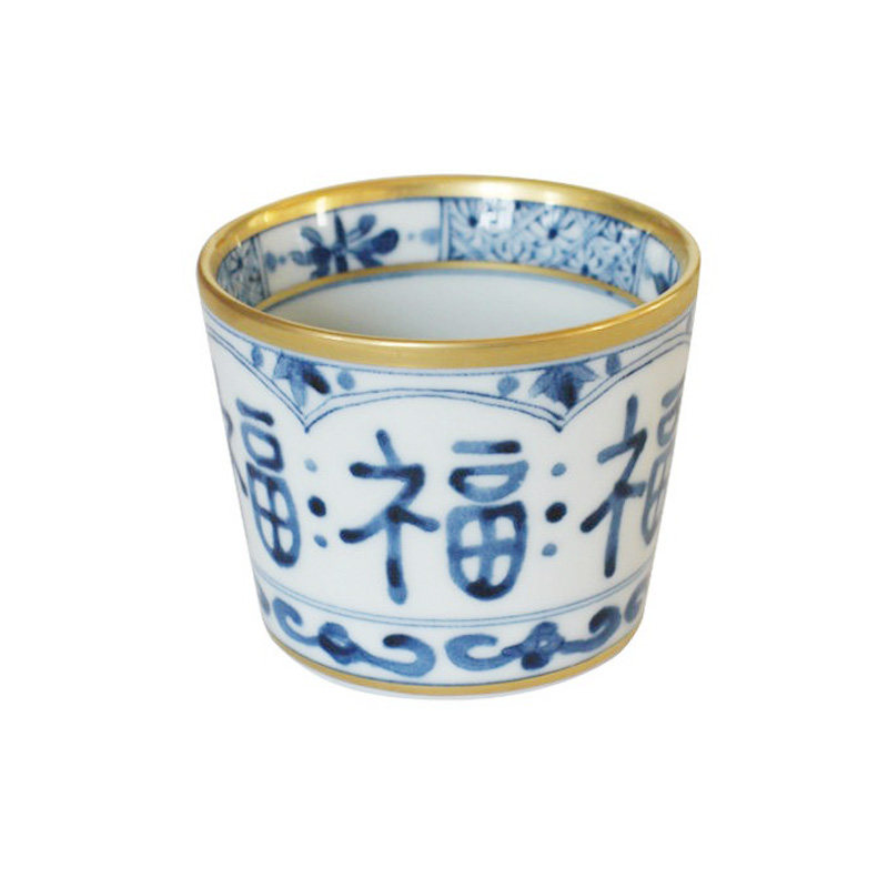 日本进口陶瓷真金茶杯青花随手礼