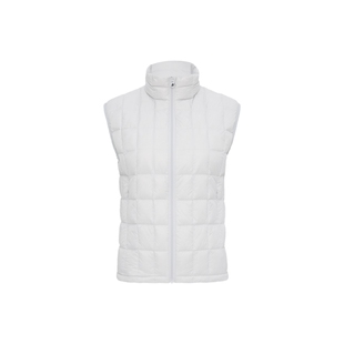 oneup90白鸭绒收腰格纹轻薄款白色羽绒服女秋冬季立领马甲外套