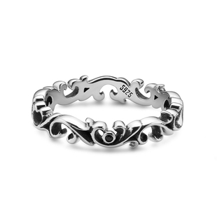 [新年礼物]ROCKRIDE 花蔓围绕戒指 925纯银男女复古设计潮流尾戒