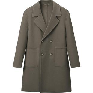 海澜之家轻商务长款纯羊毛大衣25秋冬新西装领保暖厚毛呢外套男装