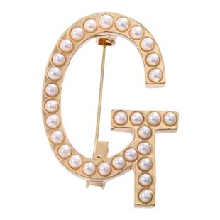 迷你小号珍珠字母别针服装百搭配饰胸针欧美复古英文配饰女防走光