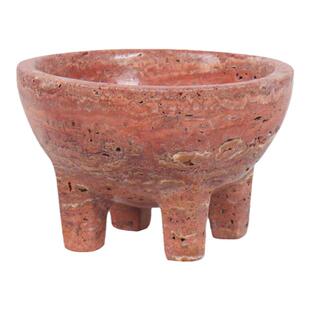 侘寂风大理石四足果盘客厅茶几家用高级感装饰摆件洞石收纳托盘