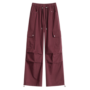 15初中学生13少女孩美式工装裤12岁大童秋冬加绒加厚阔腿运动裤潮