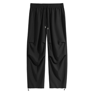 回力速干伞兵工装裤男夏季薄款美式抽绳束脚哈伦裤冰丝运动长裤A