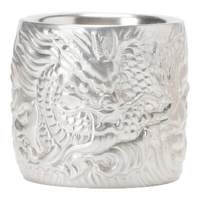 紫泉涧纯银瓷胎鎏银龙凤主人杯