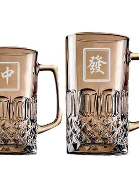 玻璃耐热茶馆带把杯340ml