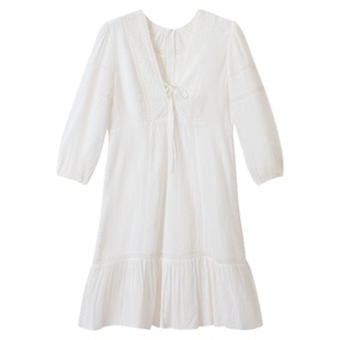 【限量！】RUISHI芮时 Boudoir Chic风V领短款温柔气质连衣裙女秋