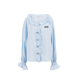 【雪如花】Magyann原创2025秋少女风花边袖口设计木耳边门襟衬衫