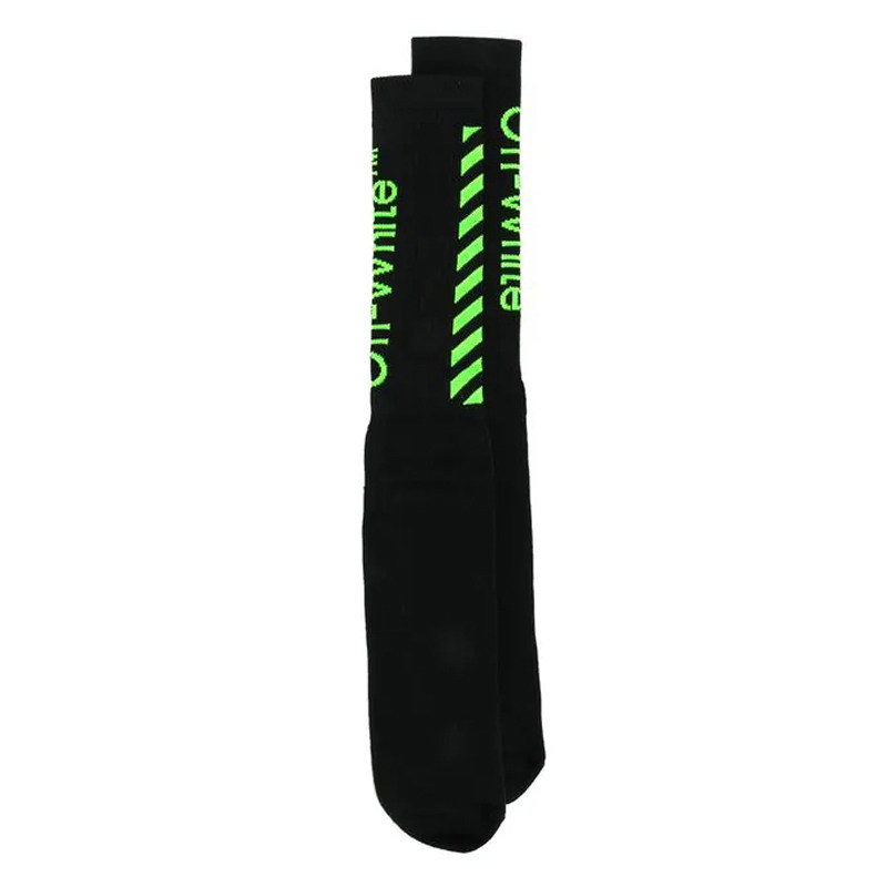 荧光袜子男女中筒袜ow加厚毛巾底荧光绿色篮球袜潮男off袜子socks