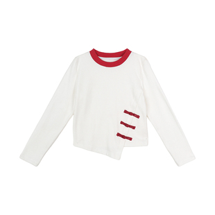 NORNOR陈大猪童装女童打底衫女孩新中式国风内搭盘扣上衣儿童长袖