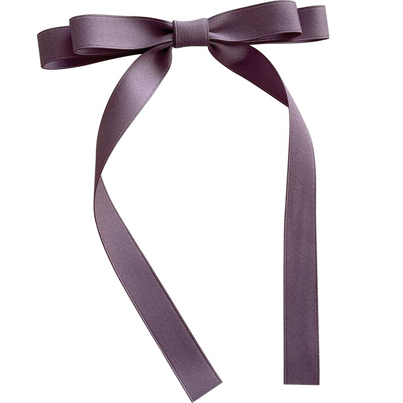 法式双层蝴蝶结飘带发夹后脑勺马尾半扎发少女丝带发卡顶夹鸭嘴夹