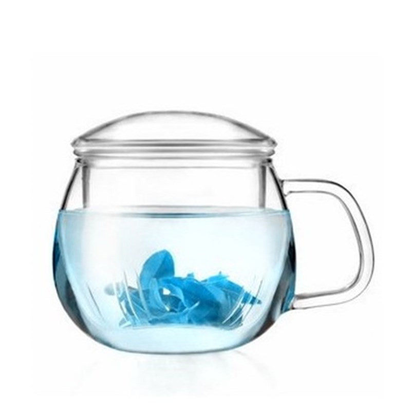 玻璃杯带把带碟品茗杯六只装花茶功夫茶杯防烫耐热透明玻璃小杯子
