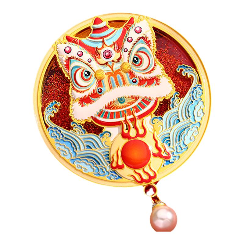 祥瑞醒狮浮雕流沙冰箱贴金属磁吸 广东省博物馆非遗传承文创礼品
