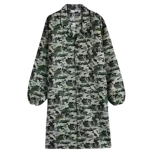 工作服装男女款防油罩衣污尘迷彩劳保工作服电焊中长款蓝大褂耐磨