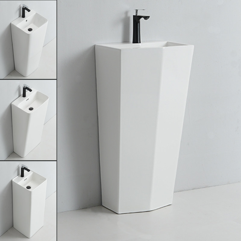 立柱盆洗脸盆陶瓷一体洗手池卫生间方形立式洗手盆阳台落地洗手台