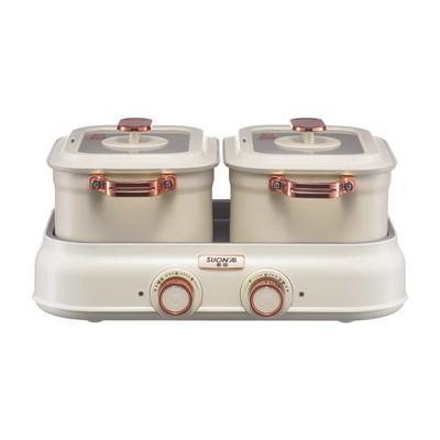 德国索奈新款多功能鸳鸯电热分体电煮家用宿舍炒涮蒸陶瓷釉电火锅