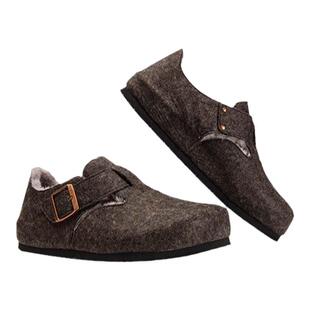 丑萌羊毛毡加绒博肯鞋女外穿男勃肯鞋全包平底软木鞋London冬棉鞋