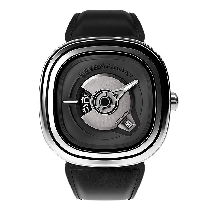 【自营】SEVENFRIDAY七个星期五简约时尚复古方盘机械男表PE1/01