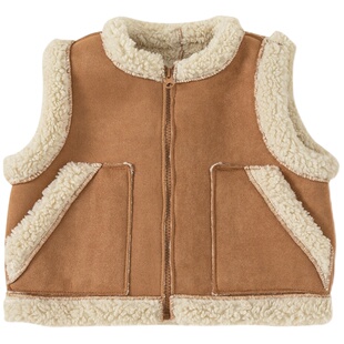 儿童马甲冬款女童羊羔毛背心2025新款女宝麂皮绒外套小童秋冬童装