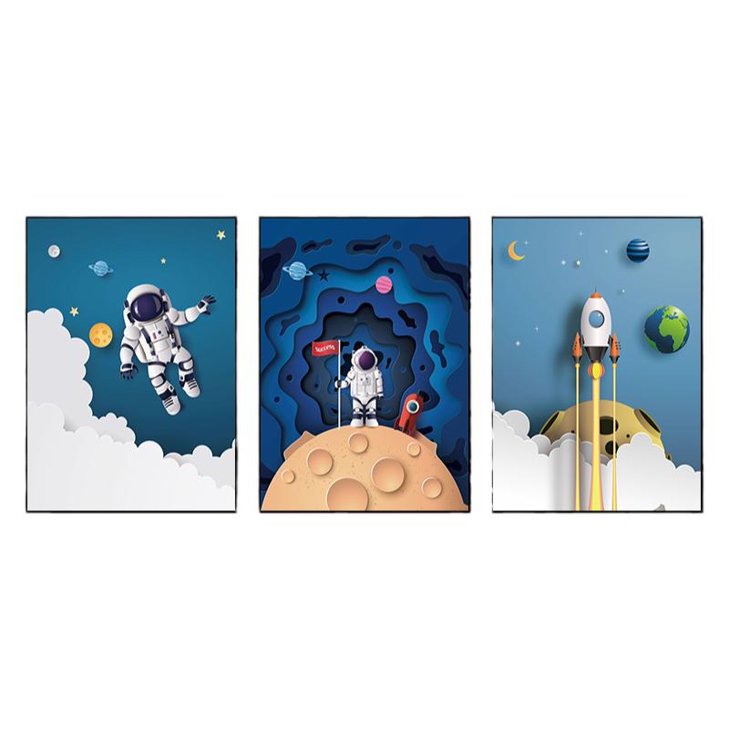 儿童房创意画宇航员遨游太空挂画