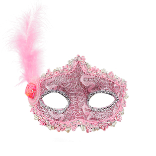 蓝色粉色冰雪奇缘爱莎小公主幼儿童面具羽毛女孩可爱化装舞会艾莎