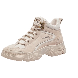 骆驼女鞋2025年秋冬新款厚底保暖高帮户外工装加绒东北雪地靴棉鞋