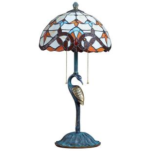 奢华复古全铜美式卧室床头柜灯仙鹤奢华别墅客厅书房书桌装饰台灯