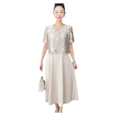 朵莹妈妈夏装贵夫人连衣裙两件套