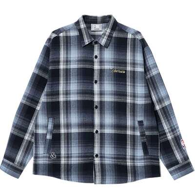 杰克琼斯NBA联名勇士队2025年新款男装秋季衬衫时尚小格纹外套