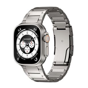 LULULOOK表带适用苹果手表Apple Watch Ultra3/2表带S11/10/9/8纯钛金属iWatch7/SE防刮表链46/49mm金属腕带
