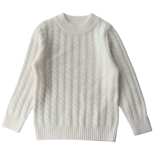 儿童纯山羊绒衫男女童毛衣针织纯色打底麻花高端保暖白色黑色宝宝
