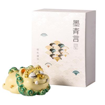 得力墨青言献瑞山海经镇尺文房四宝书法可爱吉祥物书房摆件镇纸文创摆件