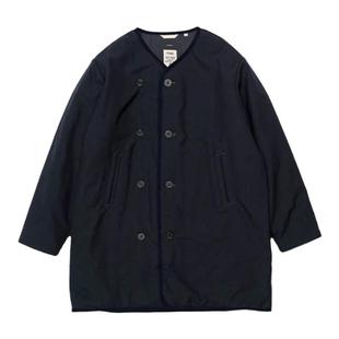 NANAMICA Wool Down Coat光电子无领宽松羊毛羽绒中长大衣外套