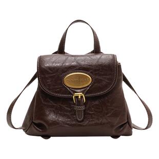 小众质感双肩包包女秋冬2023新款复古格子背包百搭ins韩国手提包