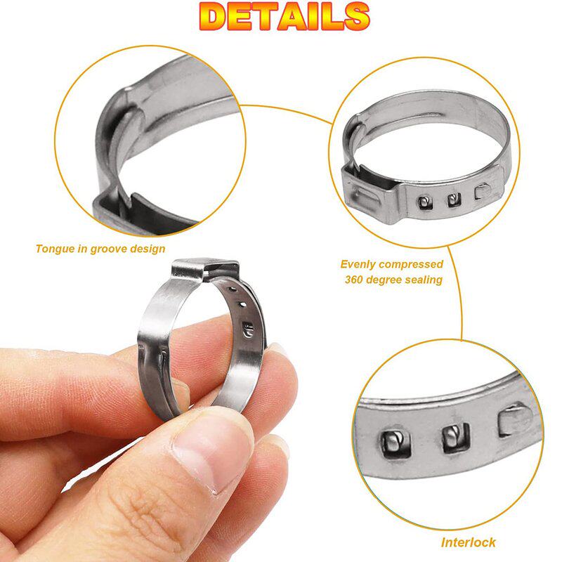 22跨境批发140PCS盒装7种喉不锈钢软管夹尺寸耳304箍卡箍无级单