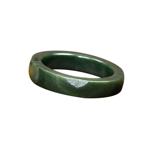 紫润轩新疆和田玉戈壁料手镯方条留皮51 5MM密度之王戈壁籽镯