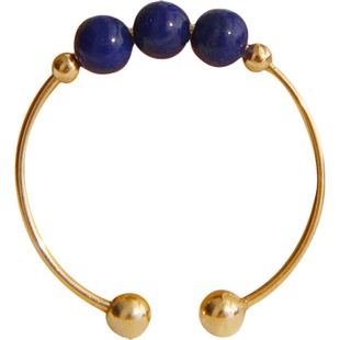 天然青金石戒指开口女款少白少金14k包金保色指环