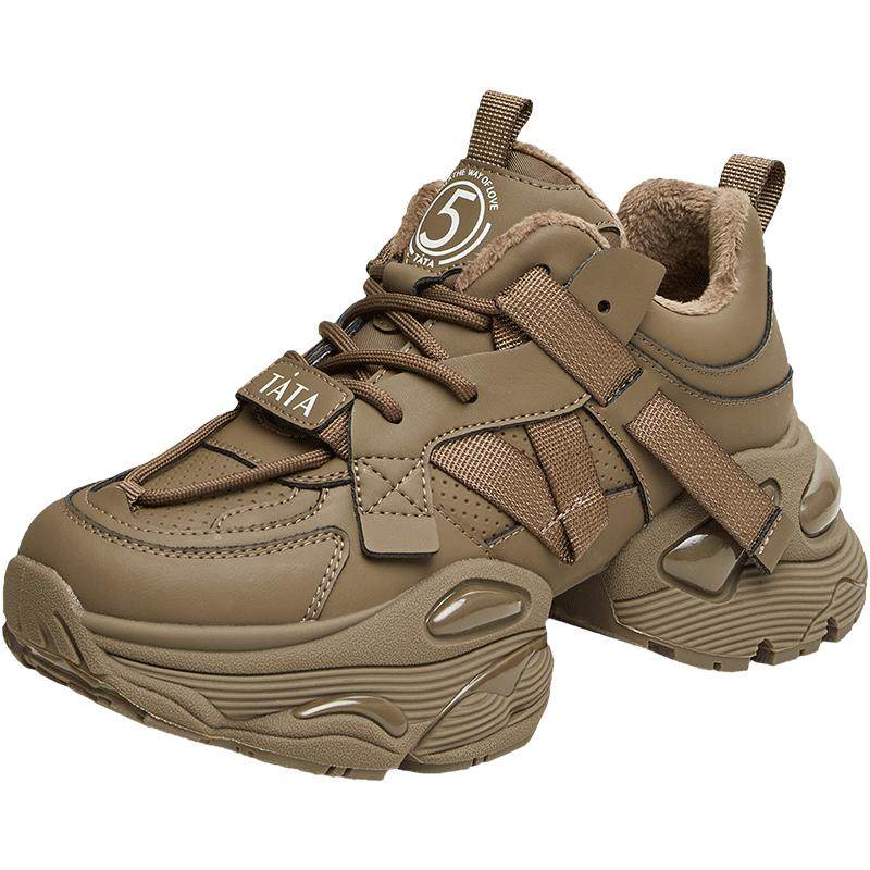 TATA他她厚底休闲老爹鞋女鞋机能加绒休闲运动鞋2024冬季GEA01CM4