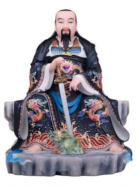 汉白玉真武大帝神像玄天上帝摆件