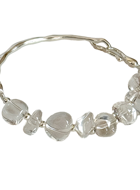 高级感白水晶串珠半镯手链女款2025新款高颜值学生党闺蜜小众手串