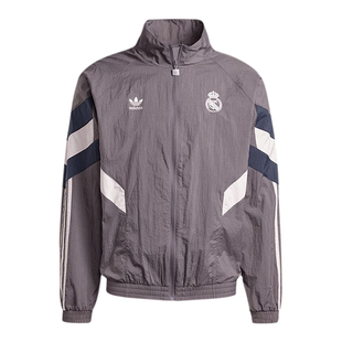 专柜正品阿迪达斯三叶草男同款皇马足球文化立领夹克外套JI9479