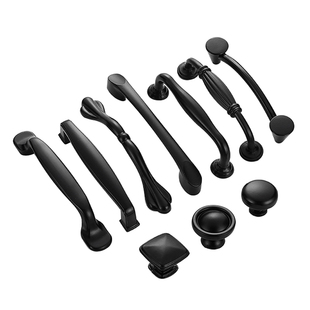 柜门拉手美式黑色铝合金柜门把手衣柜橱柜抽屉现代简约柜子单孔圆